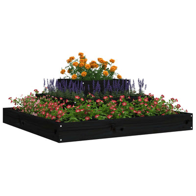 Kukkalaatikko musta 80x80x27 cm täysi mänty - Vuodevaatteet
