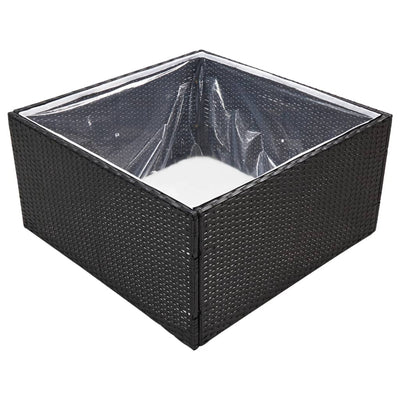 Kukkalaatikko musta 80x80x40 cm polyrottinki - Vuodevaatteet