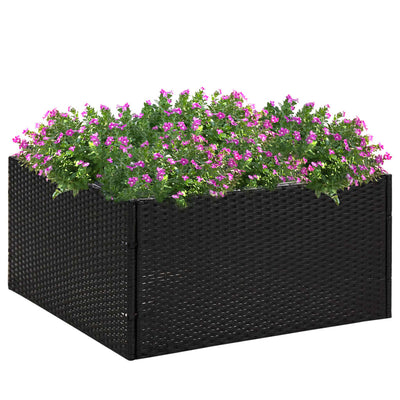 Kukkalaatikko musta 80x80x40 cm polyrottinki - Vuodevaatteet