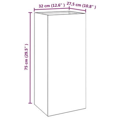 Kukkalaatikko oliivinvihreä 32x27,5x75 cm kylmävalssattu teräs - Vuodevaatteet