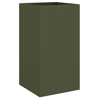 Kukkalaatikko oliivinvihreä 42x38x75 cm kylmävalssattu teräs - Vuodevaatteet