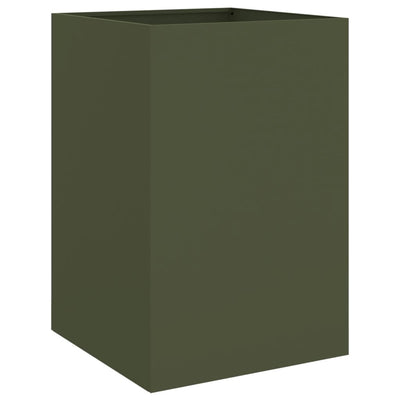 Kukkalaatikko oliivinvihreä 52x48x75 cm kylmävalssattu teräs - Vuodevaatteet