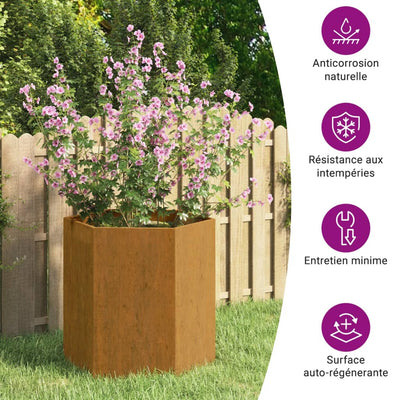 Kukkalaatikko ruoste 40x40x45 cm Corten teräs - Vuodevaatteet