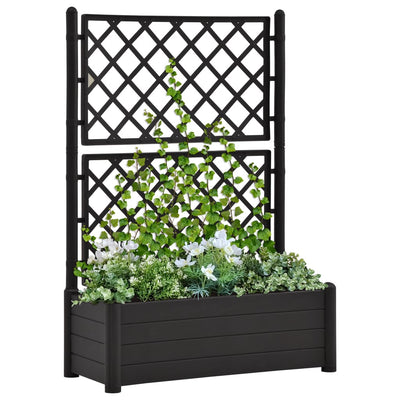 Kukkalaatikko säleiköllä 100x43x142 cm PP antrasiitti - Vuodevaatteet
