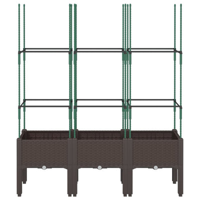 Kukkalaatikko säleiköllä ruskea 120x40x142,5 cm PP - Vuodevaatteet
