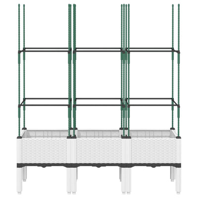 Kukkalaatikko säleiköllä valkoinen 120x40x142,5 cm PP - Vuodevaatteet
