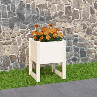Kukkalaatikko valkoinen 40x40x52,5 cm täysi mänty - Vuodevaatteet