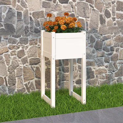 Kukkalaatikko valkoinen 40x40x81 cm täysi mänty - Vuodevaatteet