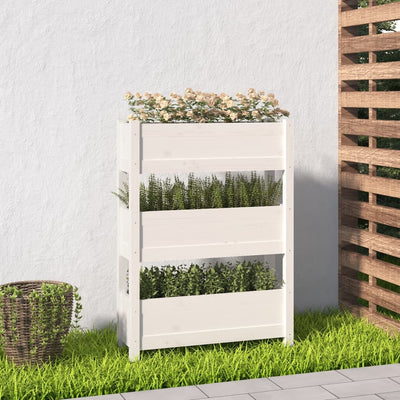 Kukkalaatikko valkoinen 77x25x104,5 cm täysi mänty - Vuodevaatteet