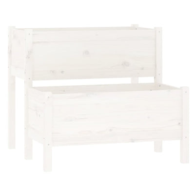 Kukkalaatikko valkoinen 84,5x84x75 cm täysi mänty - Vuodevaatteet