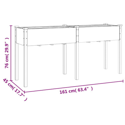 Kukkalaatikko vuorauksella ruskea 161x45x76 cm täysi kuusi - Vuodevaatteet