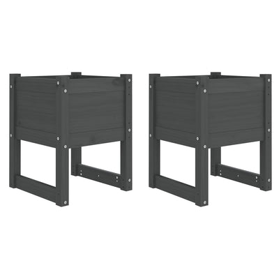 Kukkalaatikot 2 kpl harmaa 40x40x52,5 cm täysi mänty - Vuodevaatteet