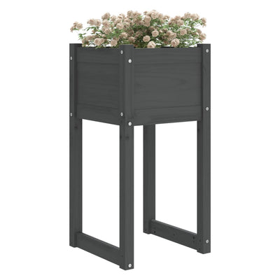Kukkalaatikot 2 kpl harmaa 40x40x81 cm täysi mänty - Vuodevaatteet