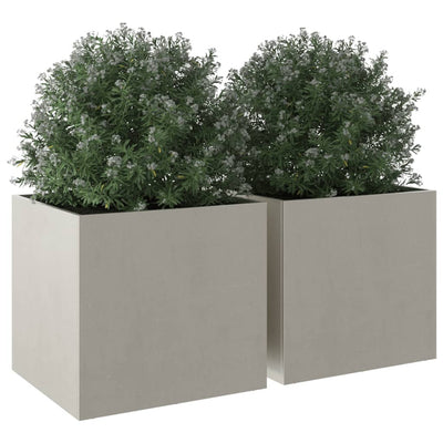 Kukkalaatikot 2 kpl hopea 49x47x46 cm ruostumaton teräs - Vuodevaatteet