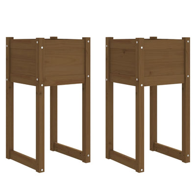 Kukkalaatikot 2 kpl hunajanruskea 40x40x81 cm täysi mänty - Vuodevaatteet