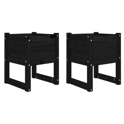 Kukkalaatikot 2 kpl musta 40x40x52,5 cm täysi mänty - Vuodevaatteet