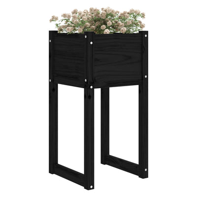 Kukkalaatikot 2 kpl musta 40x40x81 cm täysi mänty - Vuodevaatteet