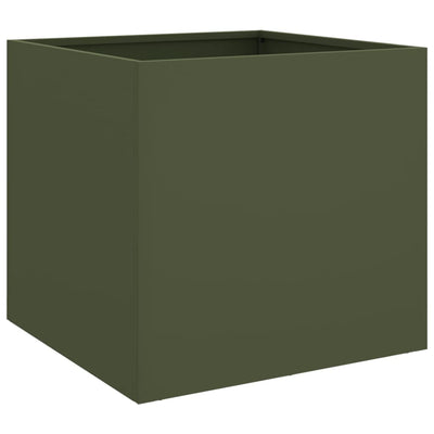 Kukkalaatikot 2 kpl oliivi 42x40x39 cm kylmävalssattu teräs - Vuodevaatteet