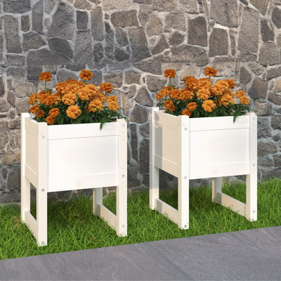 Kukkalaatikot 2 kpl valkoinen 40x40x52,5 cm täysi mänty - Vuodevaatteet