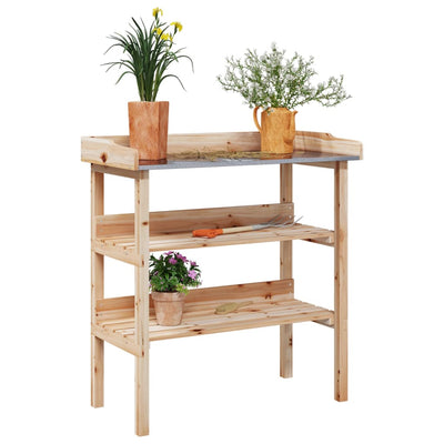Kukkapöytä hyllyillä 78x38x82,5 cm täysi kuusi