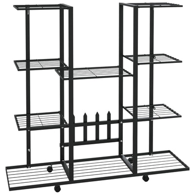 Kukkateline pyörillä 94,5x24,5x91,5 cm musta rauta