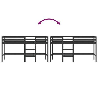 Lasten parvisänky tikkailla musta 80x200 cm täysi mänty