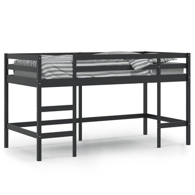 Lasten parvisänky tikkailla musta 90x190 cm täysi mänty