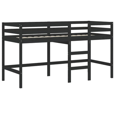 Lasten parvisänky tikkailla musta 90x190 cm täysi mänty