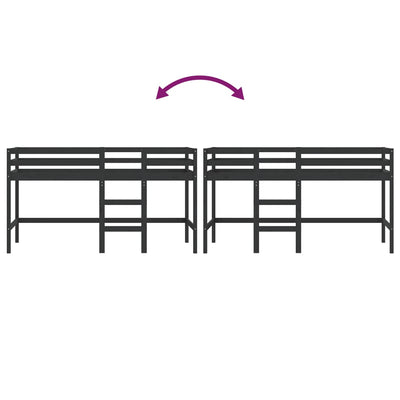 Lasten parvisänky tikkailla musta 90x190 cm täysi mänty