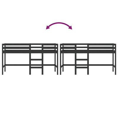 Lasten parvisänky tikkailla musta 90x200 cm täysi mänty