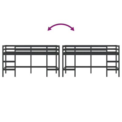 Lasten parvisänky tikkailla musta 90x200 cm täysi mänty