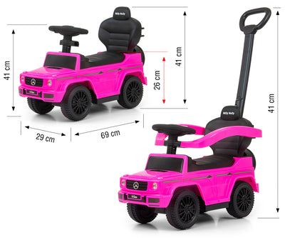 Lasten potkuauto kahvalla Mercedes G350D Pinkki - Vuodevaatteet.fi