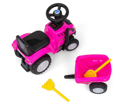 Lasten Potkuauto New Holland T7 Traktori Pinkki - Vuodevaatteet.fi