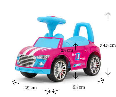 Lasten potkuauto Racer Pinkki/Sininen - Vuodevaatteet.fi