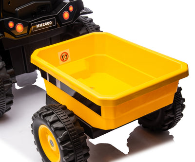 Lasten Sähkötraktori Perävaunulla Farmer Keltainen - Vuodevaatteet.fi