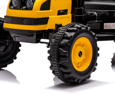 Lasten Sähkötraktori Perävaunulla Farmer Keltainen - Vuodevaatteet.fi