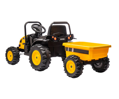 Lasten Sähkötraktori Perävaunulla Farmer Keltainen - Vuodevaatteet.fi