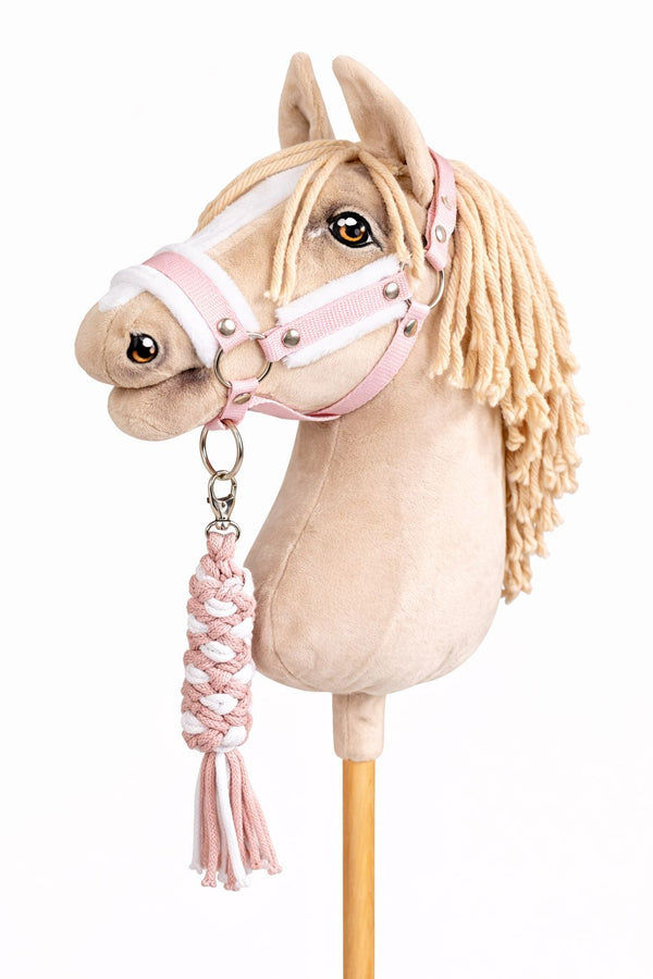 Super Hobby Horse - Hobby Horse riimusetti A3 valkoisella tekoturkiksella ja naruriimunnarulla - valkoinen-puuterinpinkki