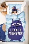 Puuvilla pussilakanasetti - Little Monster Sininen