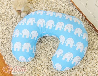 Monikäyttöinen ergonominen imetystyyny - Elephants blue