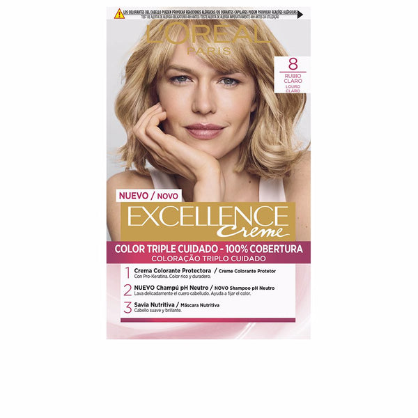 L'Oréal Paris Excellence Creme Dye #8-Light Blonde 192 Ml | Vuodevaatteet.fi