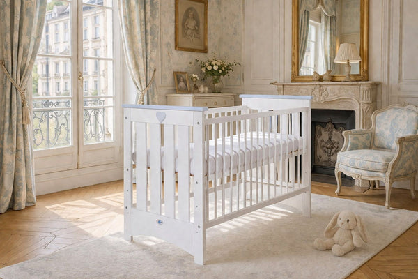 My Sweet Baby - Puinen vauvan pinnasänky 120x60 cm Lorenzo Iii valkoharmaa, purusuojalla