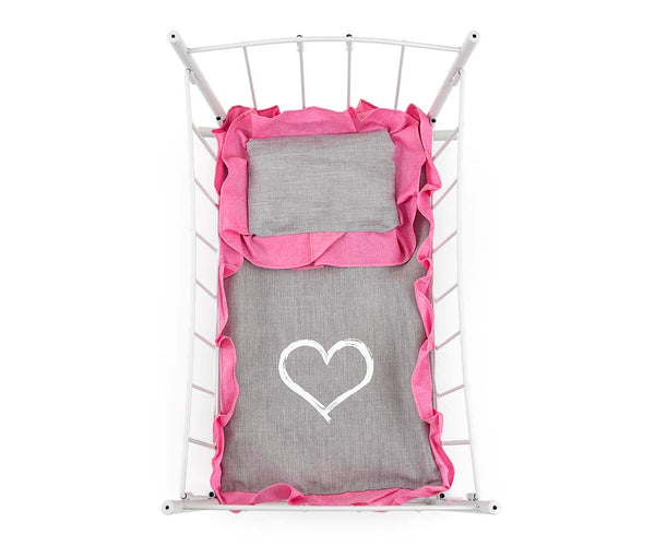 Puumateriaalinen Nuken Pinnasänky Katoksella Vaaleanpunainen