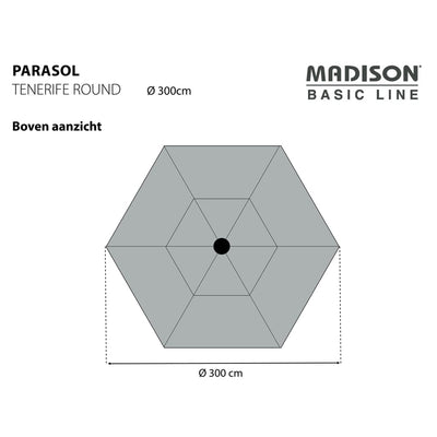 Madison Päivänvarjo Tenerife 300 cm pyöreä ecru
