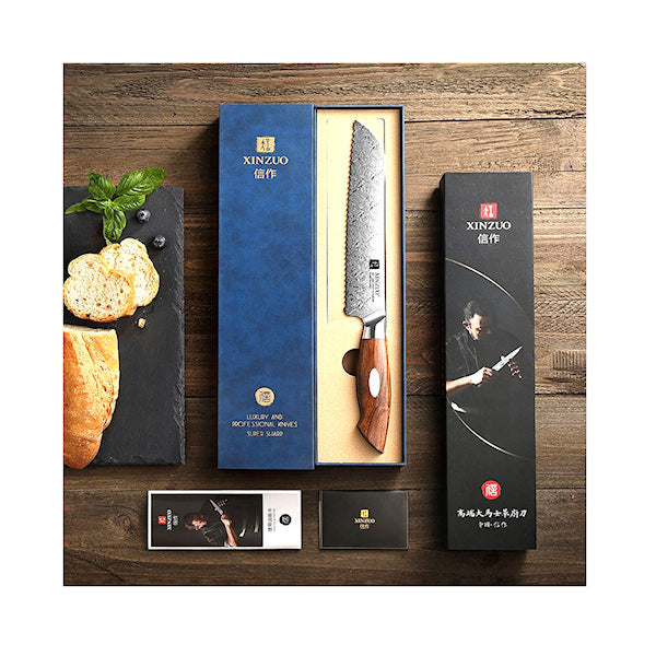 Xinzuo Jiang Damascus Leipäveitsi, 21 cm