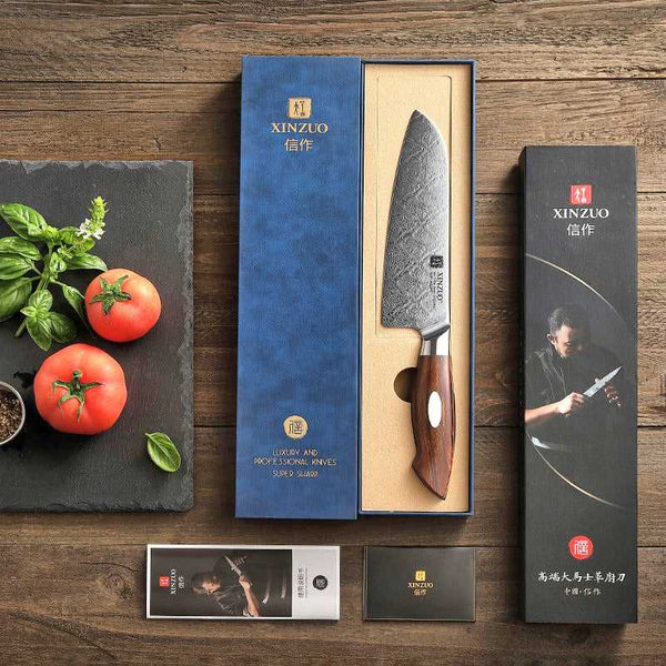 XINZUO Jiang Damaskus Santokuveitsi, 18 cm