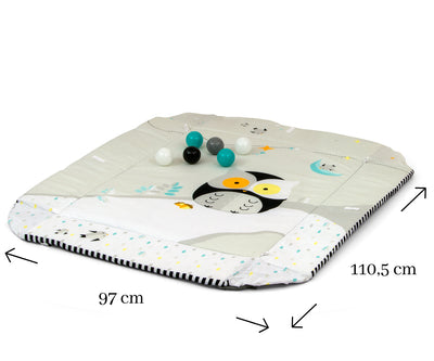 Värikäs ja monikäyttöinen Mata-niemowleca 5w1 Lolly Owl -vauvalelu. Tuotteessa on erilaisia teksturoituja pintoja ja helistimiä, jotka innostavat vauvaa tutkimaan ja leikkimään.