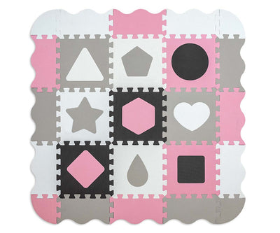 Pinkki-harmaa 3x3 muotojen palapeli.