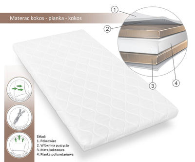 Pinnasängyn Patja - Coco Mattress For Cot 120X60cm