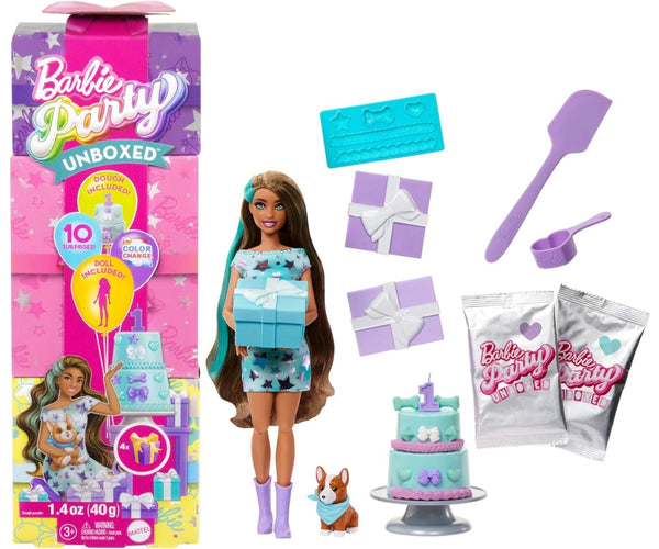 Mix - Mattel Jfg72 Barbie Party Unboxed Reveal – 10 yllätyksen setti nuken kanssa